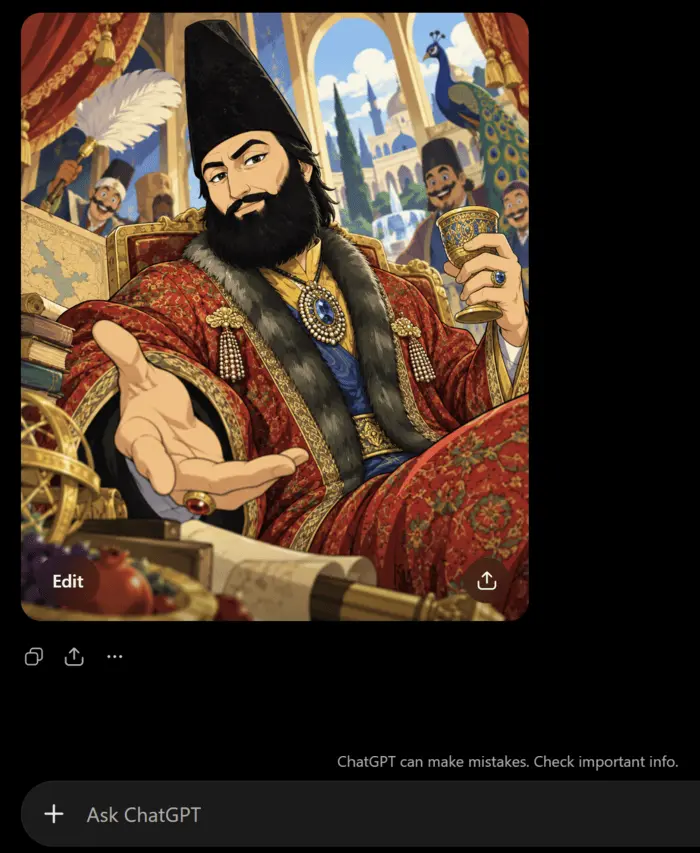 تبدیل عکس امیرکبیر به انیمه با هوش مصنوعی ChatGPT