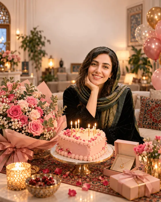 کارت تولد عاشقانه برای همسر با گل رز